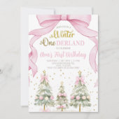 Winter ONEderland girl Christmas birthday invite. 招待状 (正面)