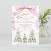 Winter ONEderland girl Christmas birthday invite. 招待状 (スタンド正面)