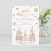 Winter ONEderland girl Christmas birthday invite. 招待状 (スタンド正面)