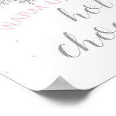 Winter Onederland Hot Chocolate Pink Silver Snow ポスター (角)