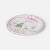 Winter Onederland Nutcracker Pink Girl Birthday ペーパープレート (アングル)