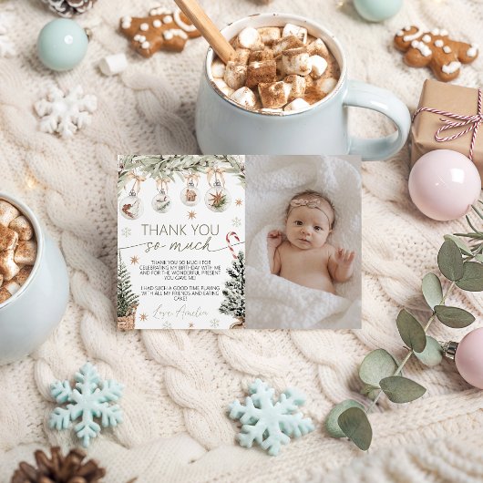 Winter Onederland Photo Thank You Card 招待状