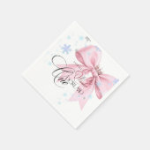 Winter ONEderland Pink Bow 1st Birthday Party スタンダードカクテルナプキン (角)