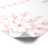 Winter Onederland Pink Bow 1st Birthday Welcome ポスター (角)