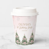 Winter Onederland Pink Bow Pine Trees 1st Birthday 紙コップ (裏面)