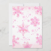 Winter Onederland Pink Snowflake First Birthday  サンキューカード (裏面)
