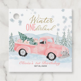 Winter Onederland Pink Truck First Birthday フェイバータグ