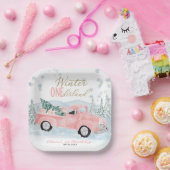 Winter Onederland Pink Truck First Birthday ペーパープレート (パーティー)