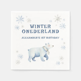 Winter Onederland Polar Bear 1st Birthday スタンダードカクテルナプキン