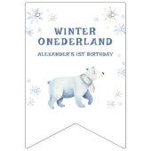 Winter Onederland Polar Bear 1st Birthday バンティングフラッグ (第2の旗)