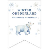 Winter Onederland Polar Bear 1st Birthday バンティングフラッグ (第1の旗)