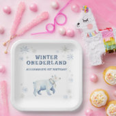 Winter Onederland Polar Bear 1st Birthday  ペーパープレート (パーティー)