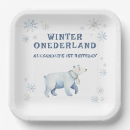 Winter Onederland Polar Bear 1st Birthday ペーパープレート