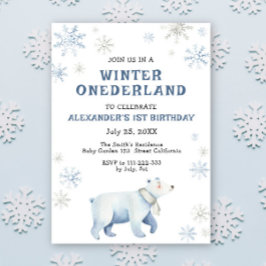 Winter Onederland Polar Bear 1st Birthday 招待状