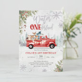 Winter ONEderland Red Truck 1st Birthday Invitatio 招待状 (スタンド正面)