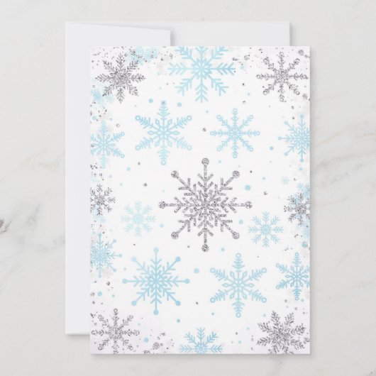 Winter ONEderland Silver Blue 1st Birthday  招待状 (裏面)