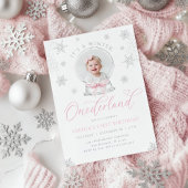 Winter ONEderland Snow Globe First Birthday 招待状