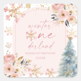 Winter Onederland Snowflake 1st Birthday Party スクエアシール