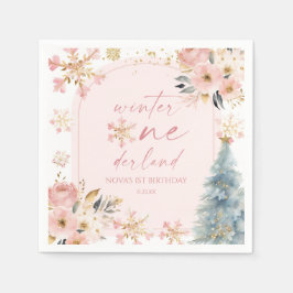 Winter Onederland Snowflake 1st Birthday Party スタンダードカクテルナプキン