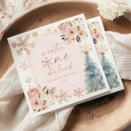 Winter Onederland Snowflake 1st Birthday Party スタンダードカクテルナプキン