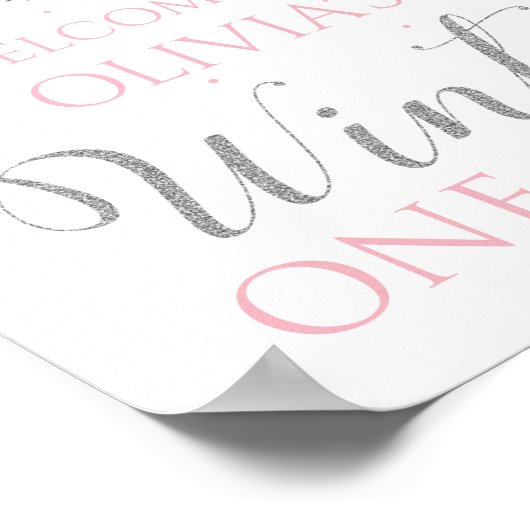 Winter ONEderland snowflake Welcome Sign ポスター (角)