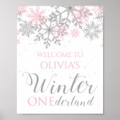 Winter ONEderland snowflake Welcome Sign ポスター (正面)