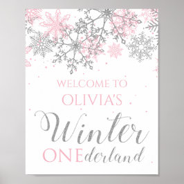 Winter ONEderland snowflake Welcome Sign ポスター