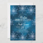 Winter Onederland snowflakes boy first birthday 招待状 (正面)