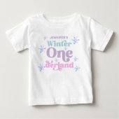 Winter Onederland Snowflakes Girl Snow Birthday ベビーTシャツ (正面)