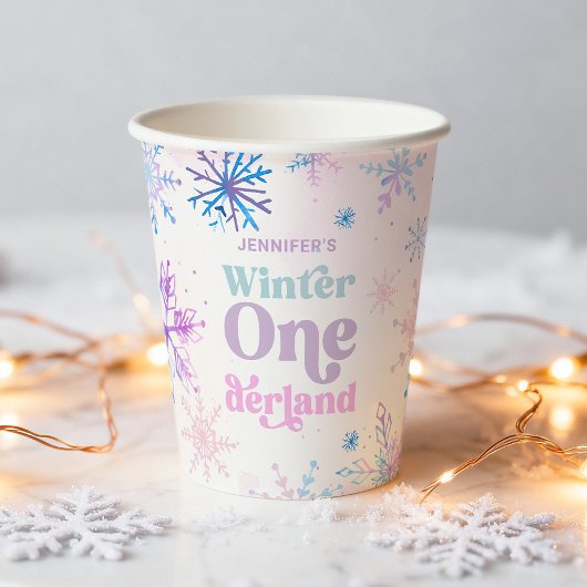 Winter Onederland Snowflakes Girl Snow Birthday 紙コップ