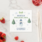 Winter Onederland Snowman 1st Birthday スタンダードカクテルナプキン (インサイチュ)