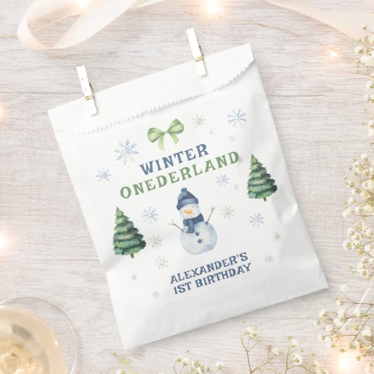 Winter Onederland Snowman 1st Birthday  フェイバーバッグ (クリップ留めされた状態)