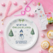 Winter Onederland Snowman 1st Birthday  ペーパープレート (パーティー)