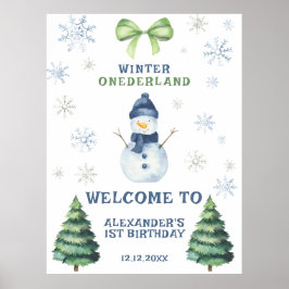 Winter Onederland Snowman 1st Birthday  ポスター