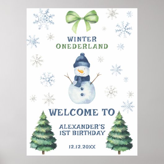 Winter Onederland Snowman 1st Birthday  ポスター (正面)