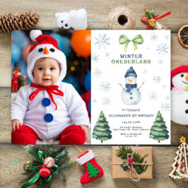 Winter Onederland Snowman 1st Birthday  招待状
