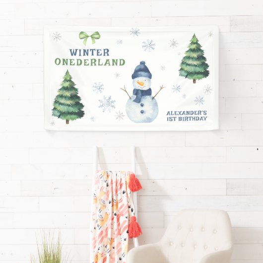 Winter Onederland Snowman 1st Birthday  横断幕 (インサイチュ)