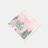 Winter ONEderland Snowman Girl 1st Birthday Pink スタンダードカクテルナプキン (角)