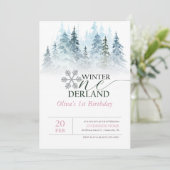 Winter ONEderland Snowy Forest 1st Birthday 招待状 (スタンド正面)