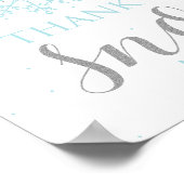 Winter Onederland Thank You blue silver snowflake ポスター (角)