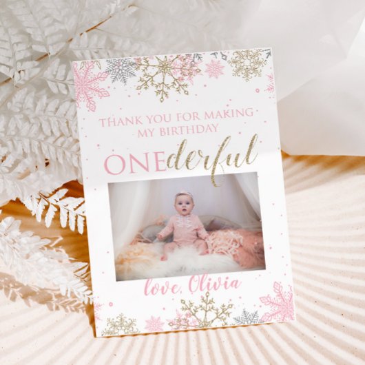 Winter ONEderland Thank You Photo Card Snowflaks サンキューカード