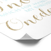 Winter Onederland Thank You Sign Blue ポスター (角)