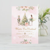 Winter Onederland Whimsical 1st birthday Brunette 招待状 (スタンド正面)