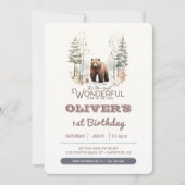 Winter Onederland Woodland子供の誕生日写真 招待状 (正面)