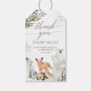 Winter Onederland Woodland Animal Thank You ギフトタグ