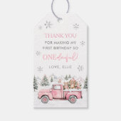 Winter Onederland Woodland Animals 1st Birthday ギフトタグ (正面)