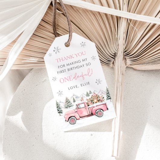 Winter Onederland Woodland Animals 1st Birthday ギフトタグ