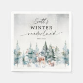 Winter ONEderland Woodland Animals 1st Birthday スタンダードカクテルナプキン (正面)