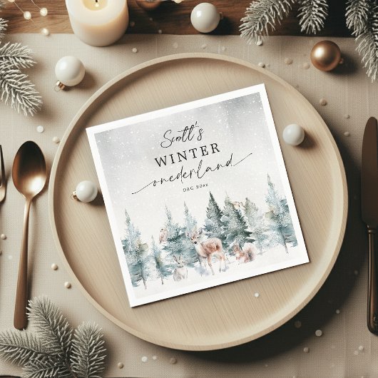 Winter ONEderland Woodland Animals 1st Birthday スタンダードカクテルナプキン