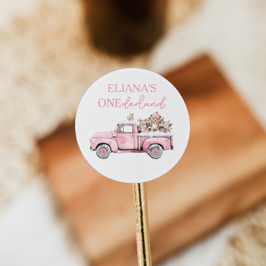 Winter Onederland Woodland Animals 1st Birthday ラウンドシール